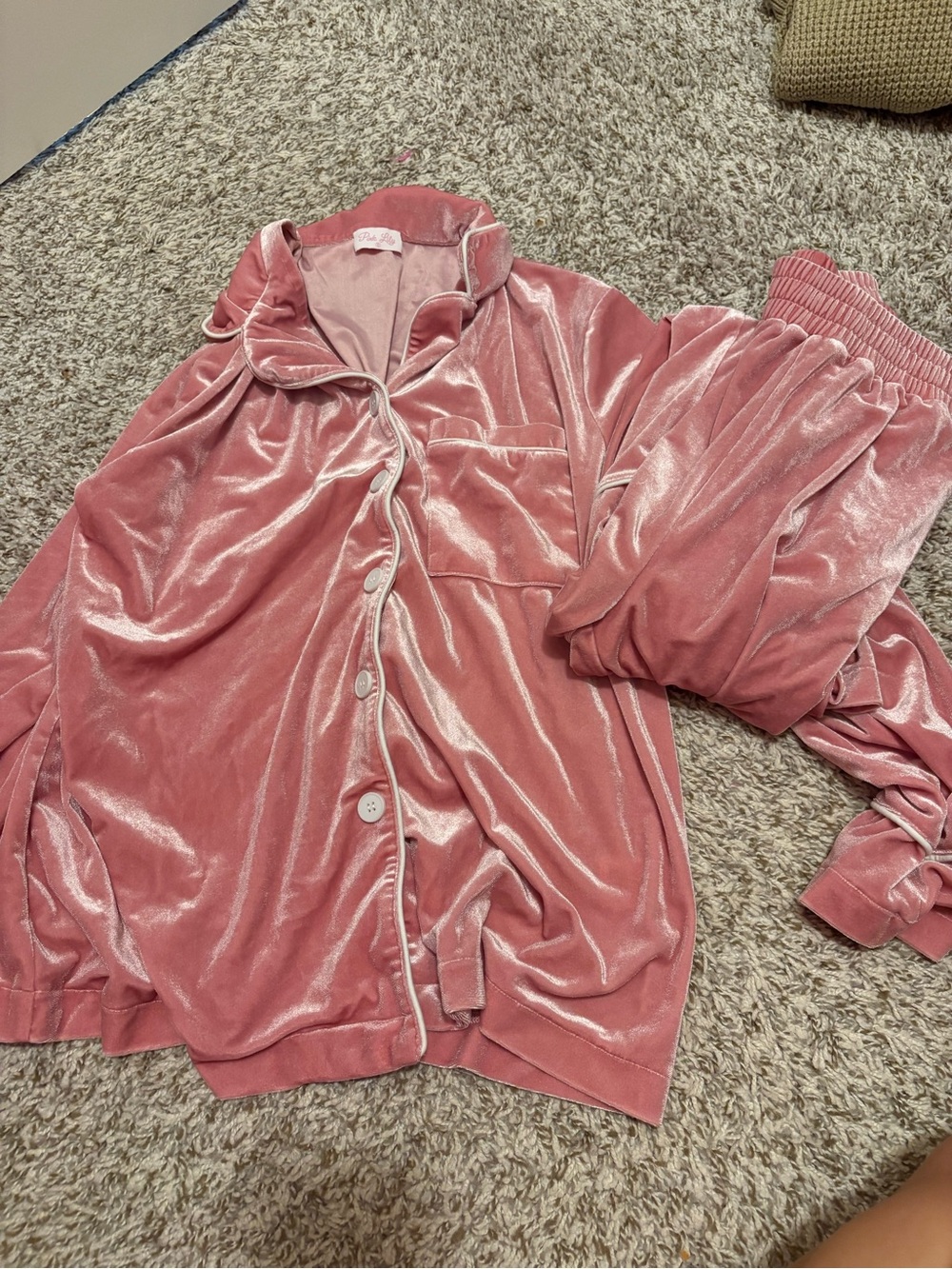 Pink Lily Velvet Pajama Set in Dusty Rose